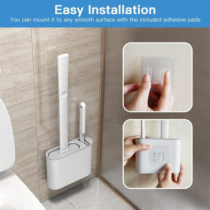 CleanMate Wall-Mounted Silicone Toilet Brush Set